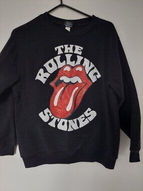 The Rolling Stones Men's XS Sweatshirt Black red glitter tongue logo